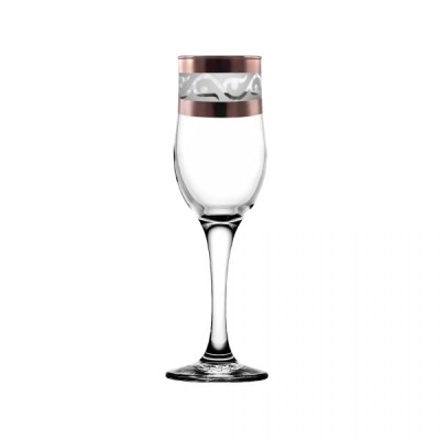 Набор - Бокалы для шампанского 6 шт с узором "Лира" цвет "Рубин"