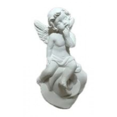 Фигурка из гипса Ангел на розе 6,5см, А-13