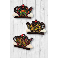 Салфетница "Хохлома чайник" сувенир-подставка Т 1276