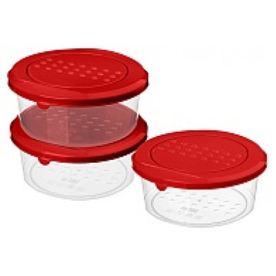 Комплект контейнеров для продуктов "Asti" круглых 0,5л х 3 шт. (красный)