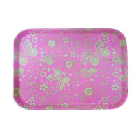 Поднос прямоугольный 35*45см с антискользящим покрытием, пластик (случайный цвет)