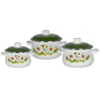 Набор кастрюль 3пр №408 РОМАШКИ ЛЕТО (2л+4л+5,5л)