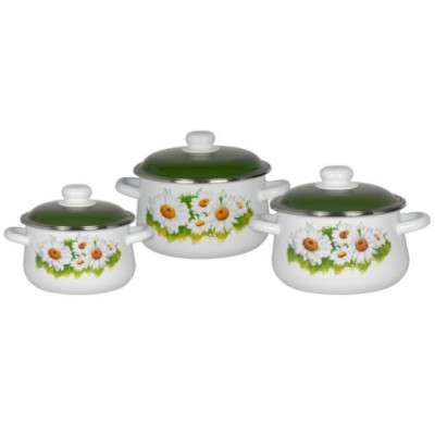 Набор кастрюль 3пр №408 РОМАШКИ ЛЕТО (2л+4л+5,5л)