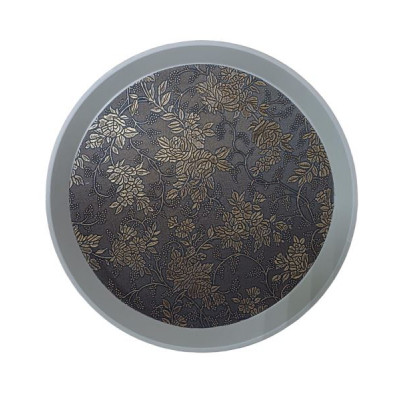 Поднос круглый 30см "Цветочная роспись" беж. с антискользящим покрытием, пластик