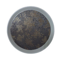 Поднос круглый 40см "Цветочная роспись" беж. с антискользящим покрытием, пластик