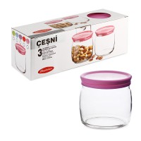 CESNI Банка 650 мл с розовой пласт.крышками 3 шт. "Лучшая цена"