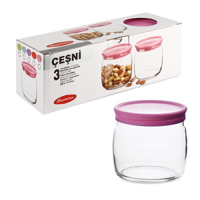 CESNI Банка 650 мл с розовой пласт.крышками 3 шт. "Лучшая цена"