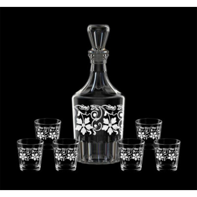 Набор для вина 7пр.арт.1230-Г "Лоза" (графин 1+6  стопок  50мл.)