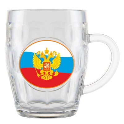 Кружка для пива 500мл. арт.1002/1-Д (Герб на флаге) Подарочная упаковка