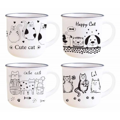 Кружка "Счастливый кот"340мл, 4 дизайна
