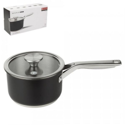 Ковш 1,6л с/кр [MONO BLACK] 16*9,5см клеп.ручк  304 сталь