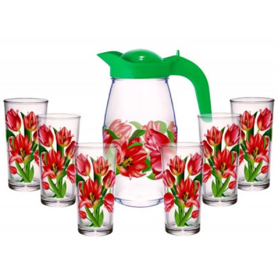 Набор для воды 7пр. арт.1607/6-Д "Тюльпаны" (кувшин+6 стаканов)
