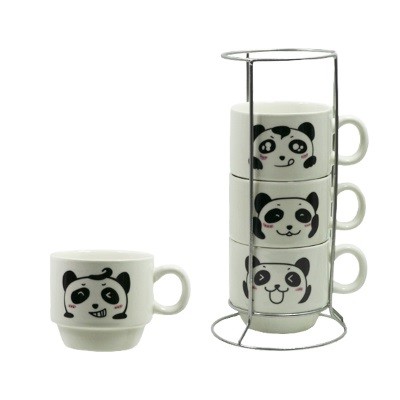 Кофейный набор 5пр (4 чашки на подставке) Панда