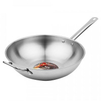 Сковорода 34см б/кр ВОК [ОБЩЕПИТ] 6,9л h10,3см корпус 0,8мм индукц. дно ТРС 4,6мм, , шт