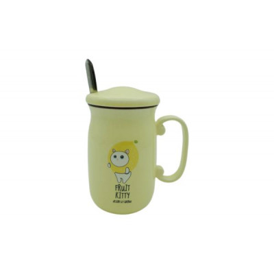 Кружка в п/у с крышкой и ложечкой "Фрукты"