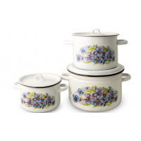 Набор кастрюль 3пр №112 (3+4,5+7л) ФИАЛКА белосн