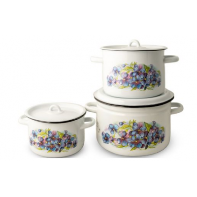 Набор кастрюль 3пр №112 (3+4,5+7л) ФИАЛКА белосн