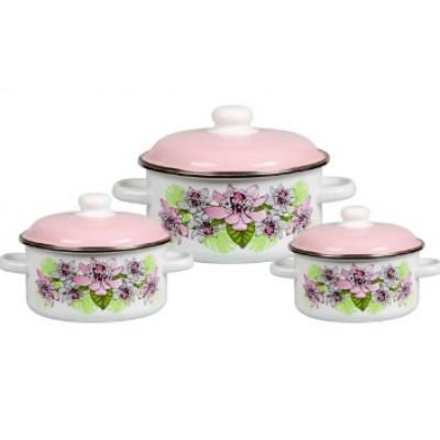 Набор кастрюль 3пр №08 (1,5+3+5л) АЗАЛИЯ