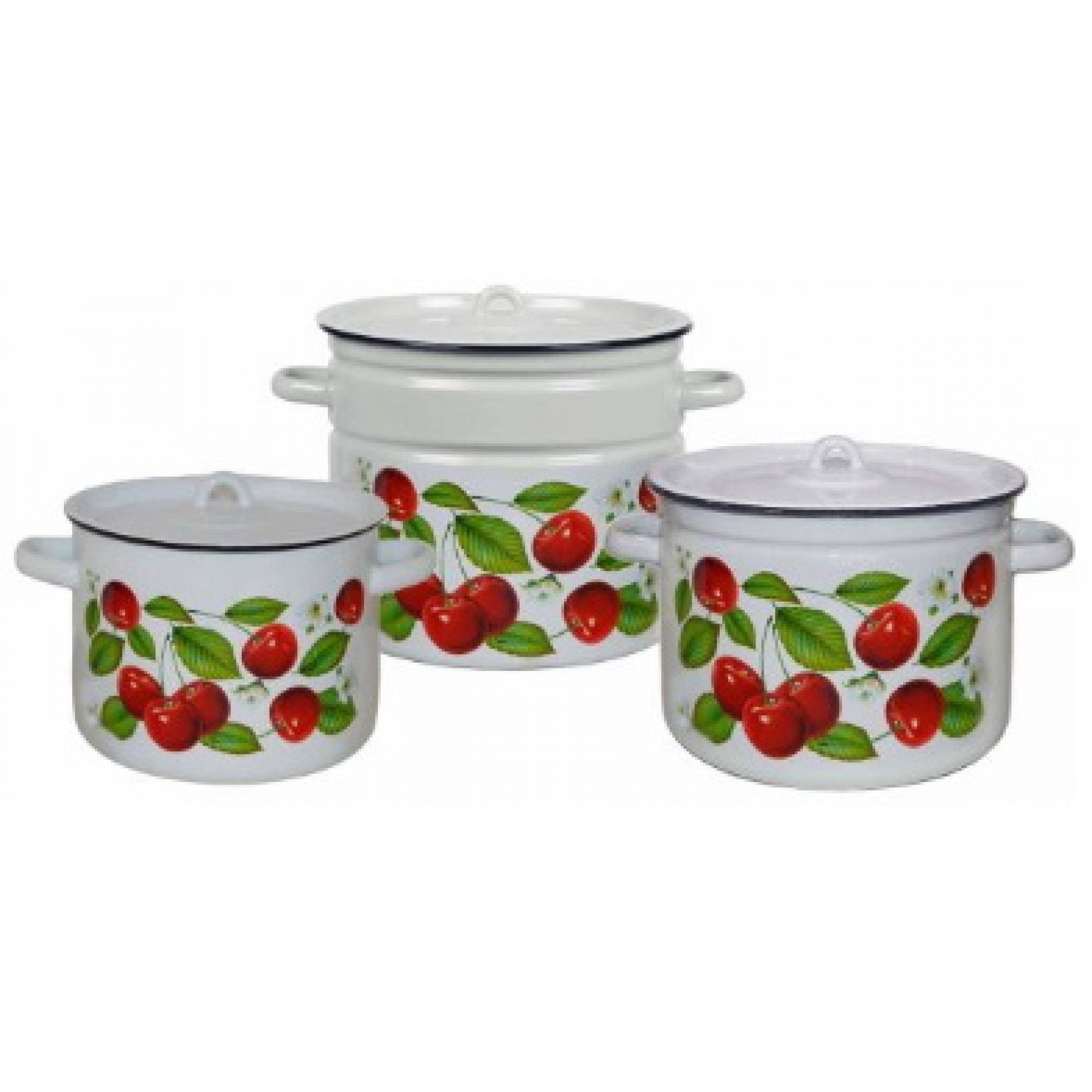 Набор кастрюль 3пр №113 (4,5+7+9л) ВИШНЯ ЯГОДЫ
