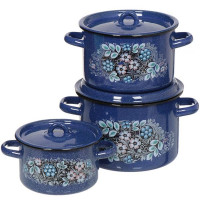 Набор кастрюль №123 ГОЛУБИКА синий с зерн. 3пр. (4,5+7+9л)