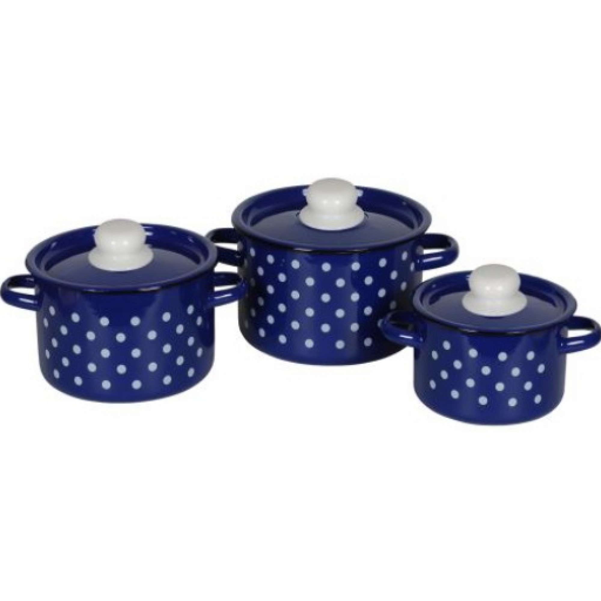 Набор кастрюль 3пр №144 БЕЛЫЙ ГОРОХ синий (1,5л+2,9л+4,5л)