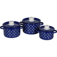 Набор кастрюль 3пр №144 БЕЛЫЙ ГОРОХ синий (1,5л+2,9л+4,5л)