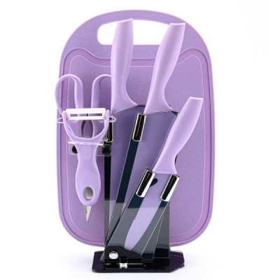 Набор ножей на подставке 7предметов, фиолетовый