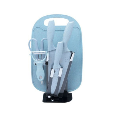 Набор ножей на подставке 7предметов, голубой