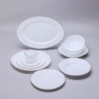 Набор стол40 пред.стеклок. белая"Зол.обод"(бл35см,бл30см,тар24см,тар19см,сал600мл,сал250мл,чайн.пар)