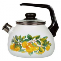 Чайник 3,0л эмаль со свистком палевый с рис ГРУШЕВЫЙ САД