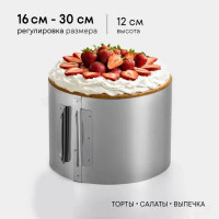 Форма для выпечки/выкладки растягивающаяся круглая от 16 до 30см в=12см