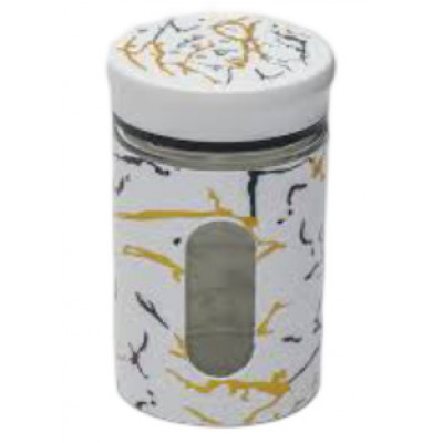 Баночка для специй "Мрамор"белый , стекло и пластик, 8см, 100мл