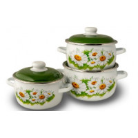 Набор кастрюль 3пр №02 сфер. РОМАШКИ ЛЕТО (2л+3л+4л )