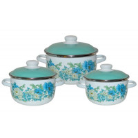 Набор кастрюль 3пр №02 (2+3+4л) ГОЛУБОЙ ЛОТОС