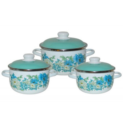 Набор кастрюль 3пр №02 (2+3+4л) ГОЛУБОЙ ЛОТОС