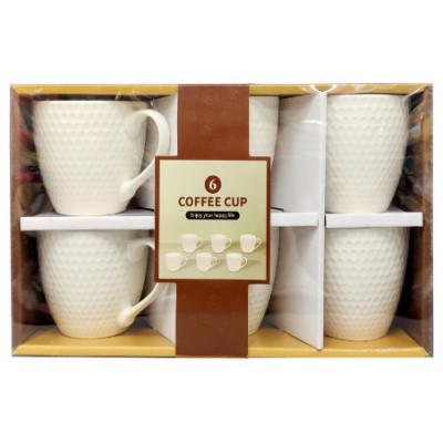 Набор чайных чашек белый, ( 6шт) керамика, соты 260мл в п/у