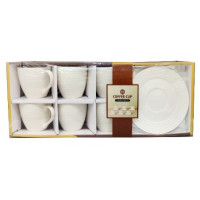 Набор чайных пар белый, ( 6шт) керамика, соты 260мл в п/у