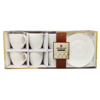 Набор чайных пар белый, ( 6шт) керамика, соты 260мл в п/у