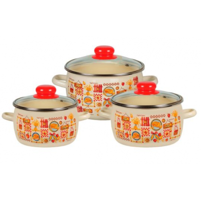 Набор кастрюль 02 Садовая песня( 2л,3л,4л)
