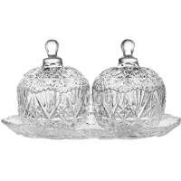 Набор 3пр(2 конфетнице на блюде) стекло 16*26cm