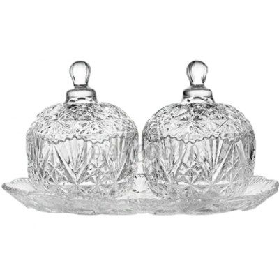 Набор 3пр(2 конфетнице на блюде) стекло 16*26cm