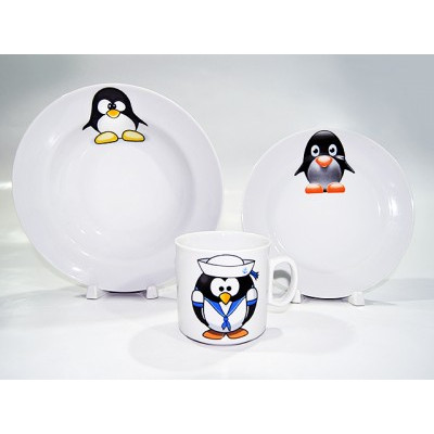 Набор посуды 3пр. Пингвинчики (сал-к.360,тар.170мм, кр.200) Идиллия