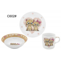 Набор посуды 3 предмета "Милые котята" (тарелка 7"+салатник 6"+кружка 230мл)