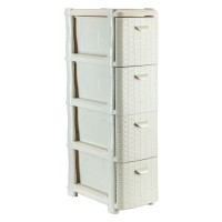 Комод  4-х секц узкий БЕЖЕВЫЙ [РОТАНГ]