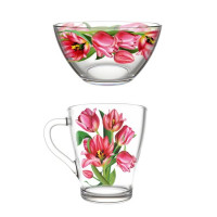 Набор "Ланч" арт.1238-Д "Тюльпаны" (кружка 250мл.+салатник 250мл.)