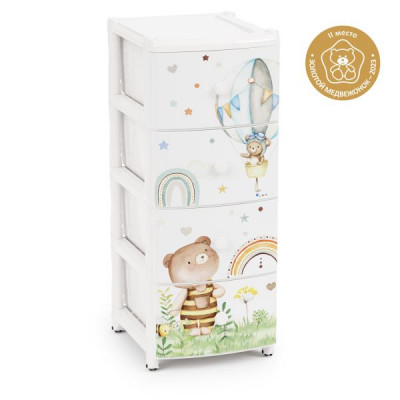 Комод  4-х секц БЕЛЫЙ [МИШУТКИ]