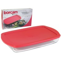 Borcam"жаропрочная посуда прямоугольная  с пластиковой крышкой (400 мм * 250 мм * 60 мм) v=3800cc/6
