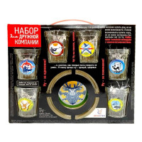 Подарочный набор 7пр.арт.1210-Д "В прицеле" (пепельница+6 стаканов 50мл.)