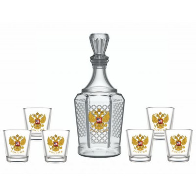 Набор для вина 7пр. арт.1232-Д "Орел" (графин+6 стаканов 50мл.)