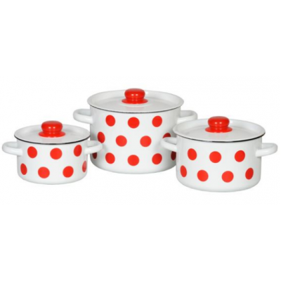 Набор кастрюль 3пр №144 (1,5л+2,9л+4,5л) ГОРОШКИ